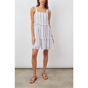 Rails Sandy Tahiti Blue White Pink Striped Linen Blend Feminine Sundress Large
